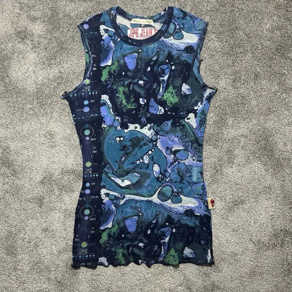 Vintage JPG Jean Paul Gaultier Mesh Bacteria SS 2001 Top Womens M Medium Tank - Picture 5 of 15